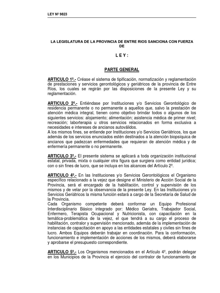 Ley 9823 PDF | PDF | Enfermería | Vejez