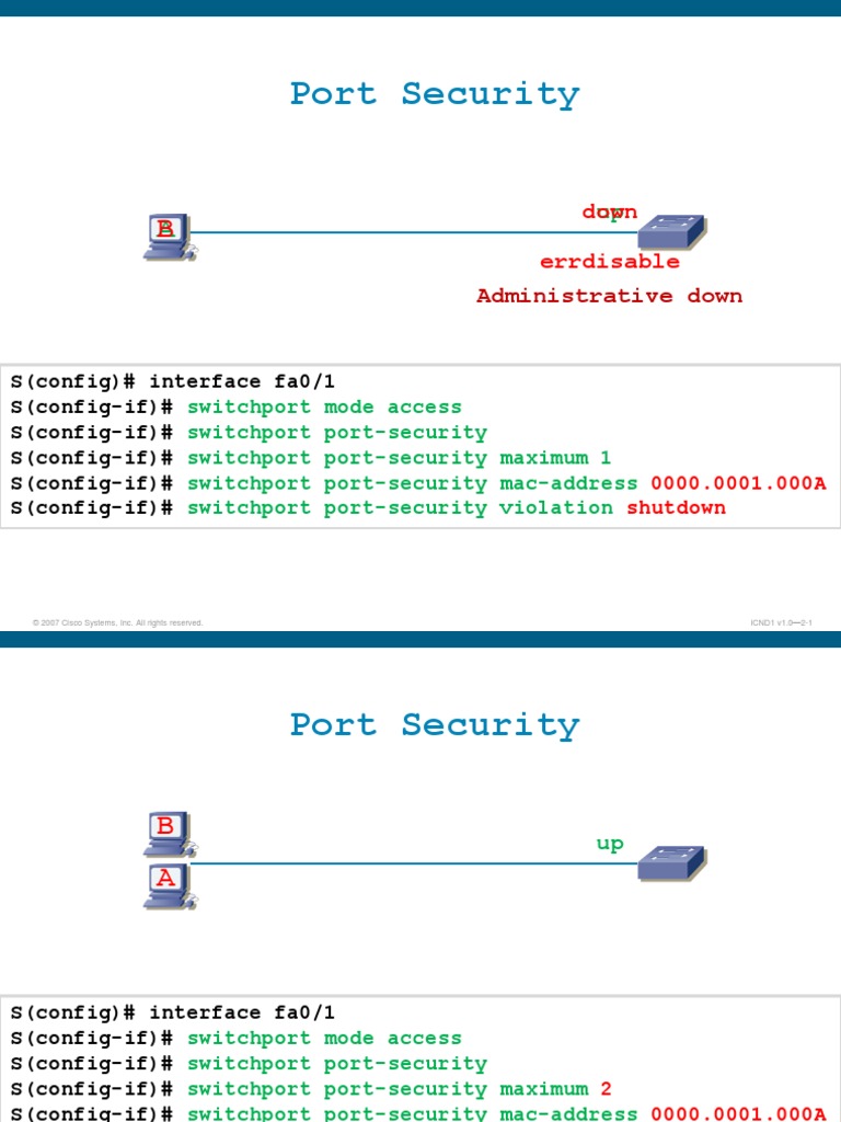 Port Security | PDF | Network Switch | Communications Protocols