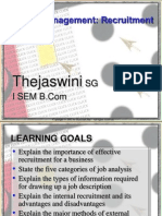 The HR Management: Recruitment: Thejaswini