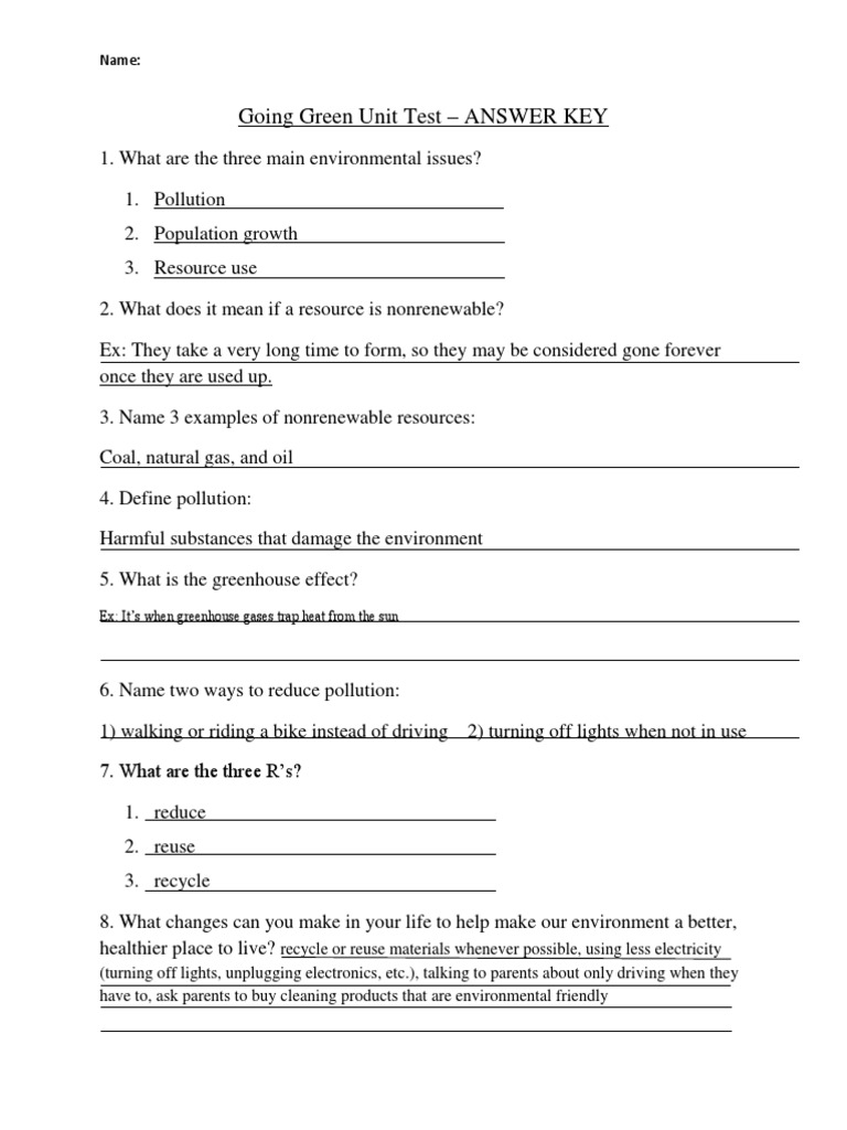 Science Unit Test Answer Key | PDF | Self-Improvement | Wellness