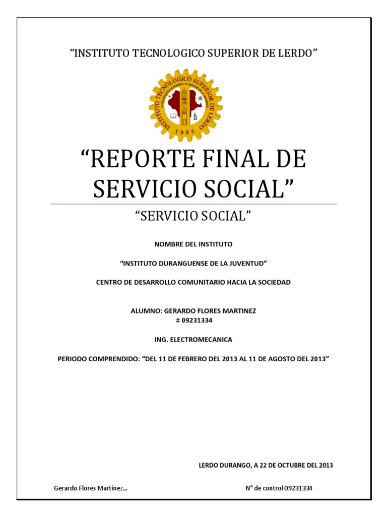 Informe Final de Servicio Social 2013 | PDF | Sociedad | Institución