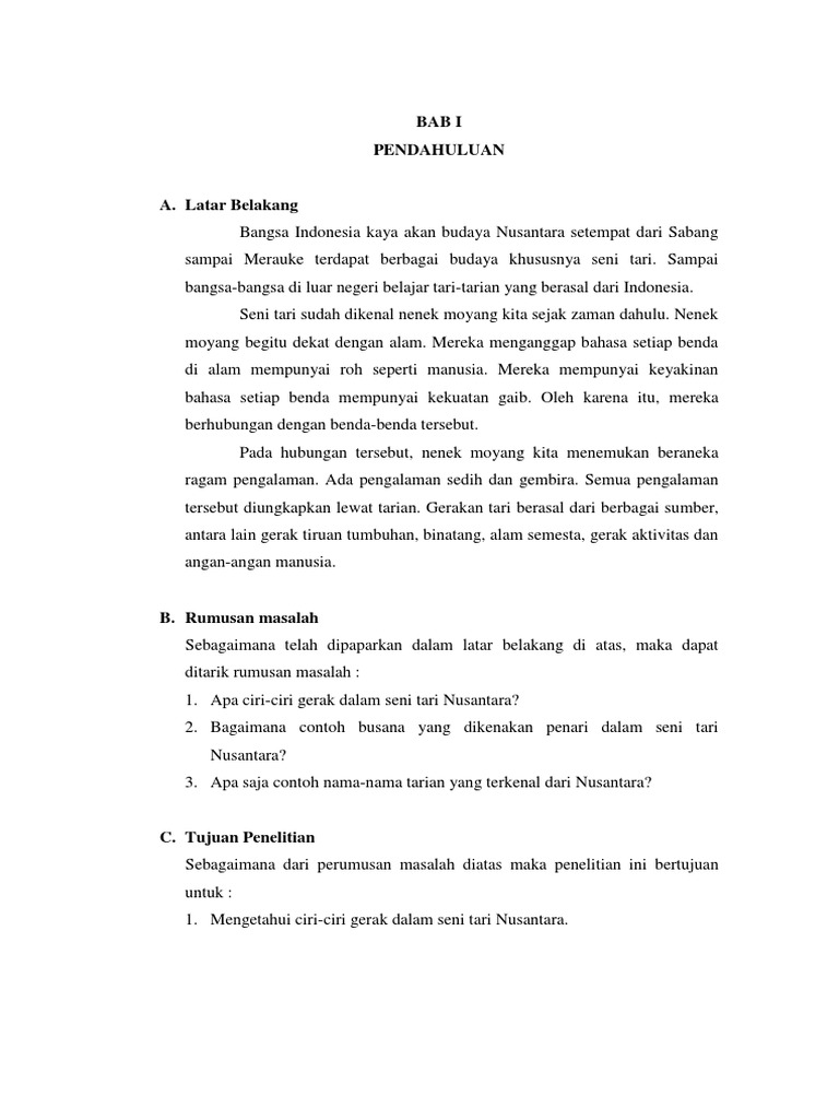 Bab I Pendahuluan Tari