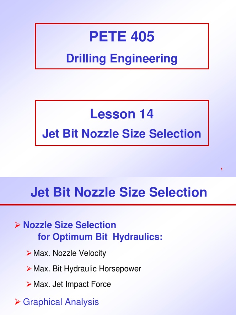 Jet Bit Nozzle Size Selection | PDF | Nozzle | Pump