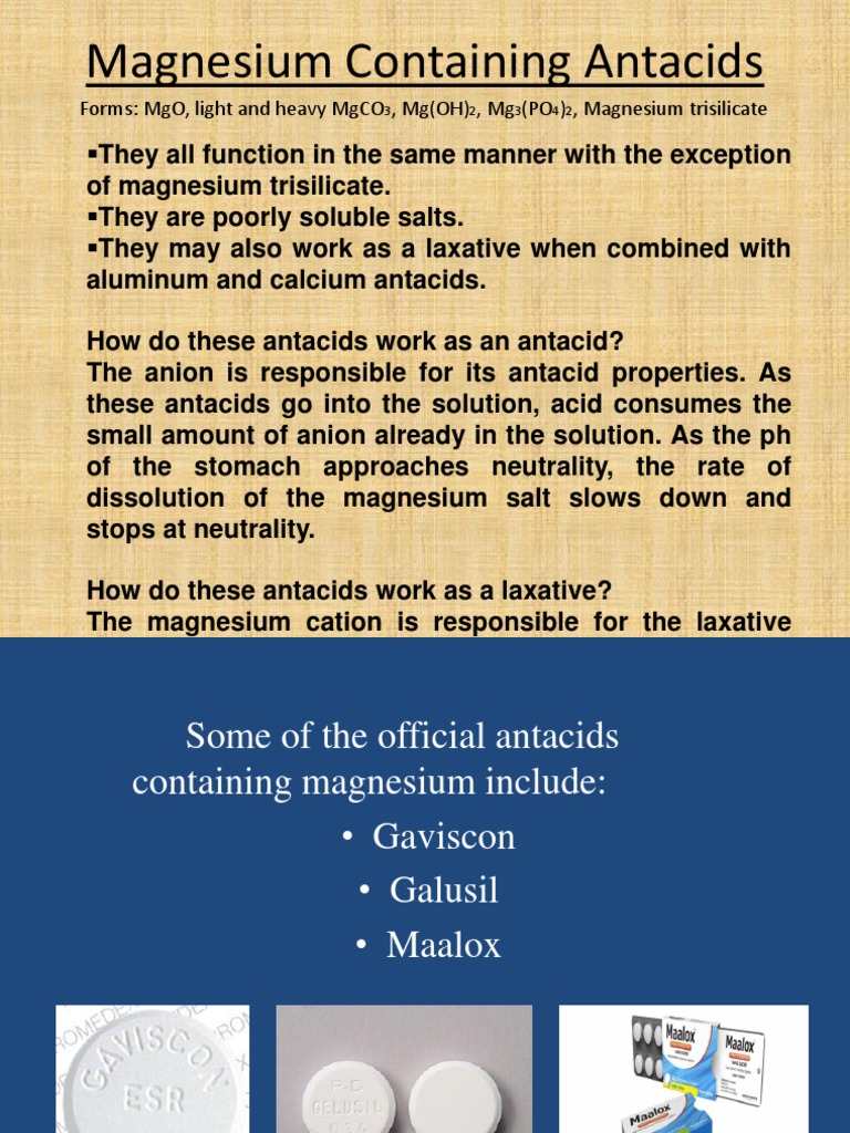 Magnesium Containing Antacids PDF Magnesium Physical Sciences