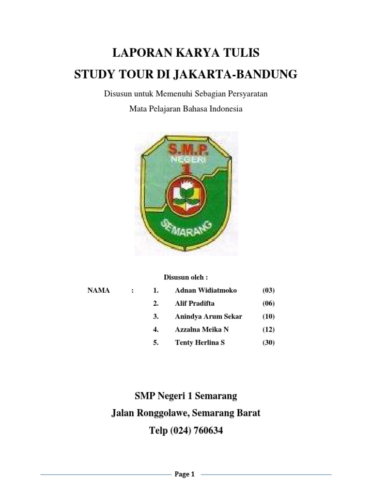 Laporan Karya Tulis Study Tour