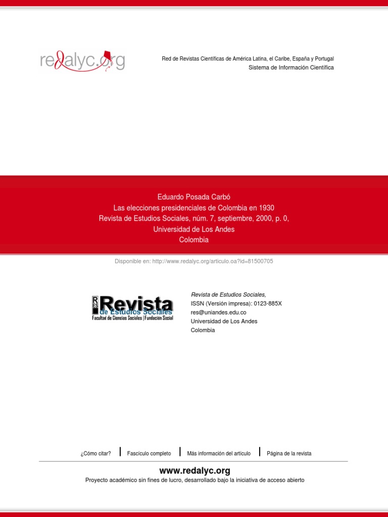 Las Elecciones Presidenciales de Colombia en 1930 (Segundo Control