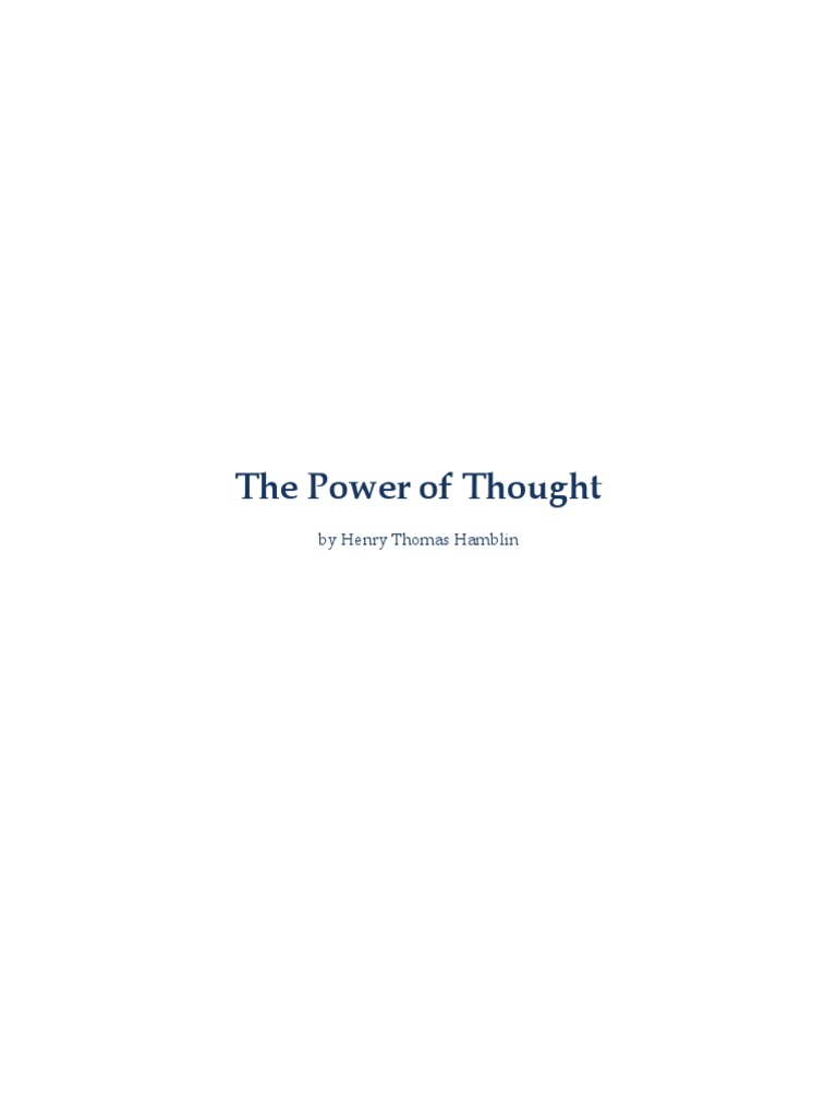 Power of Thought Henry Thomas Hamblin | PDF | Thought | Fasting