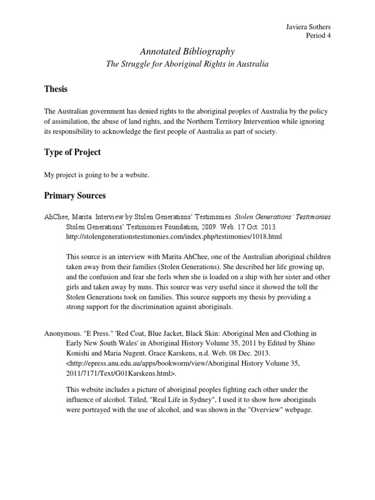 Final NHD Bibliography | PDF | Indigenous Australians | Indigenous ...