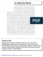 Population Key Words Word Search