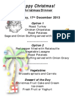 christmas menu december 2013