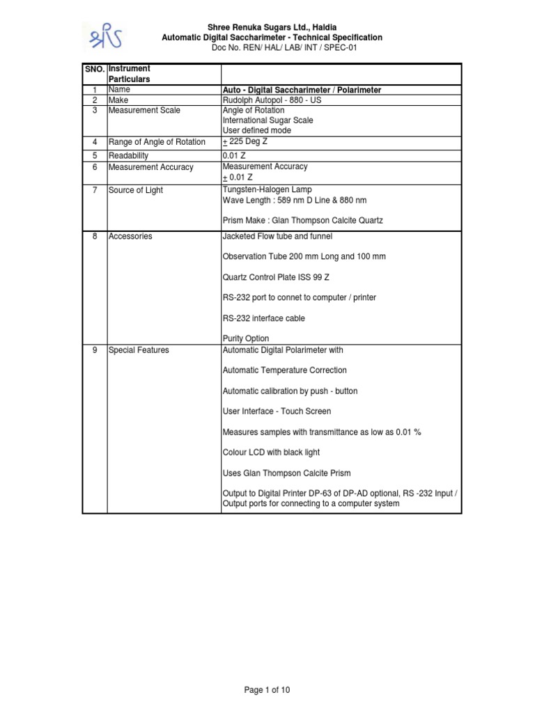 Labequipment Specification Set 1 | PDF | Equipment | Applied And ...