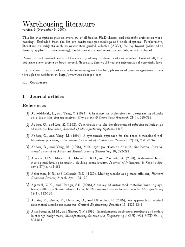 Warehousing Literature | PDF | Warehouse | Automation