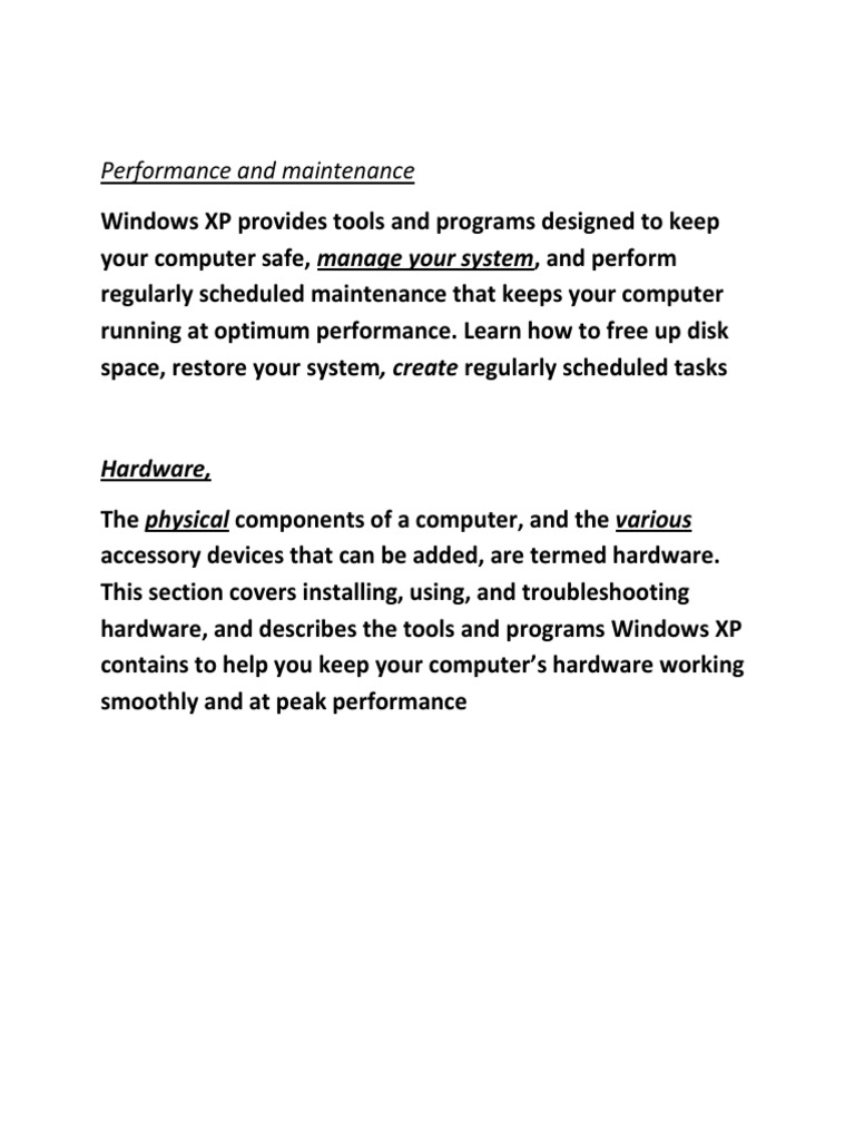 Performance and Maintenance: Hardware | PDF