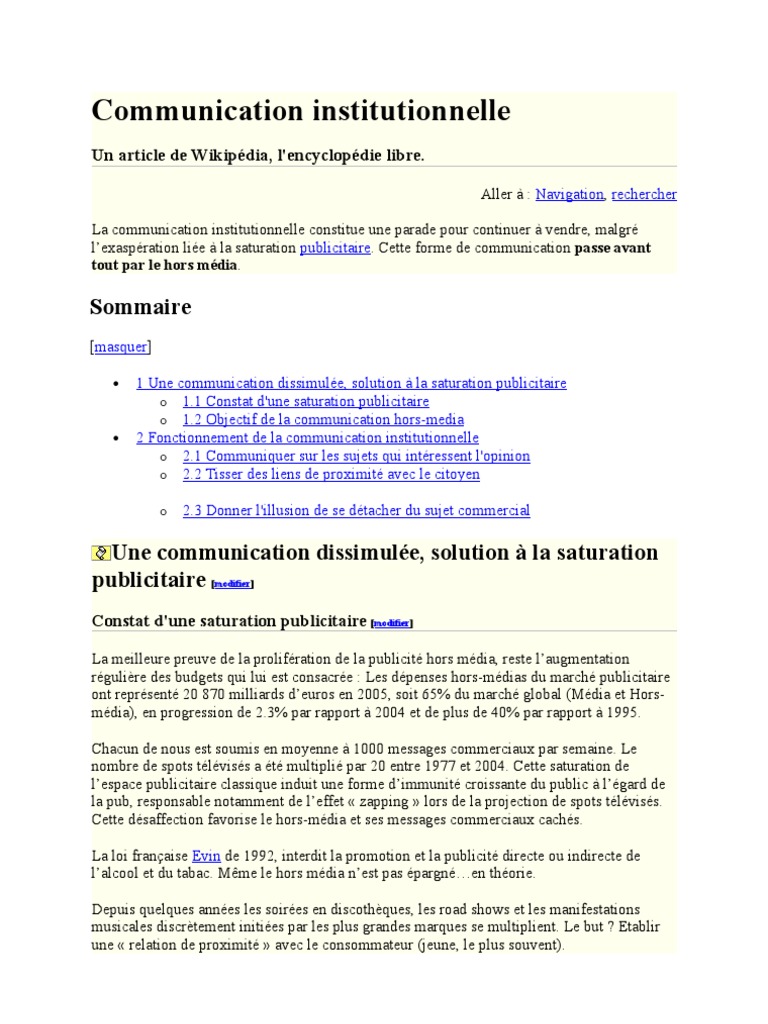 Communication institutionnelle et saturation pub | PDF | la ...