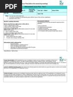 Lesson Plan for Catering Session