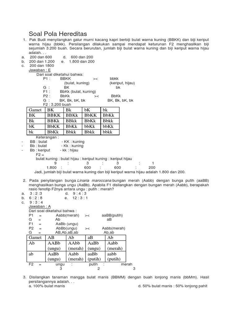 Soal Pola Hereditas 1