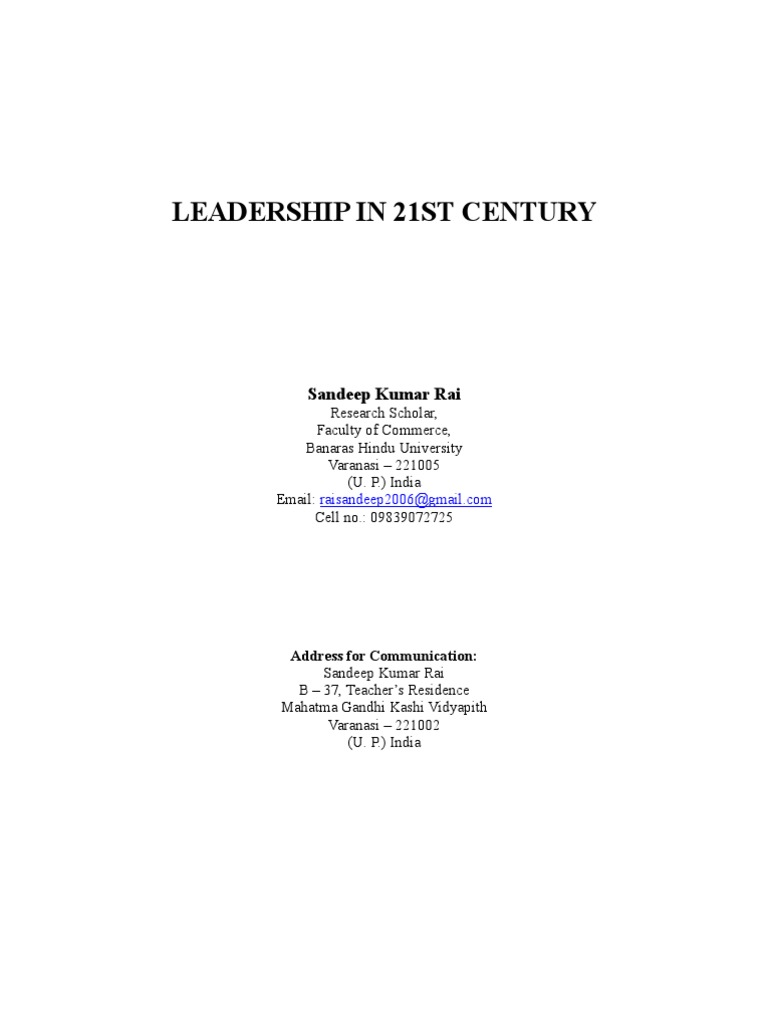 21st Century Leadership Challenges | PDF | Strategic Leadership ...