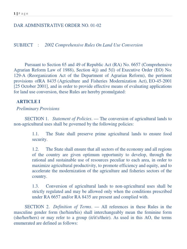 Dar Administrative Order No. 1 Series of 2002 PDF Resource