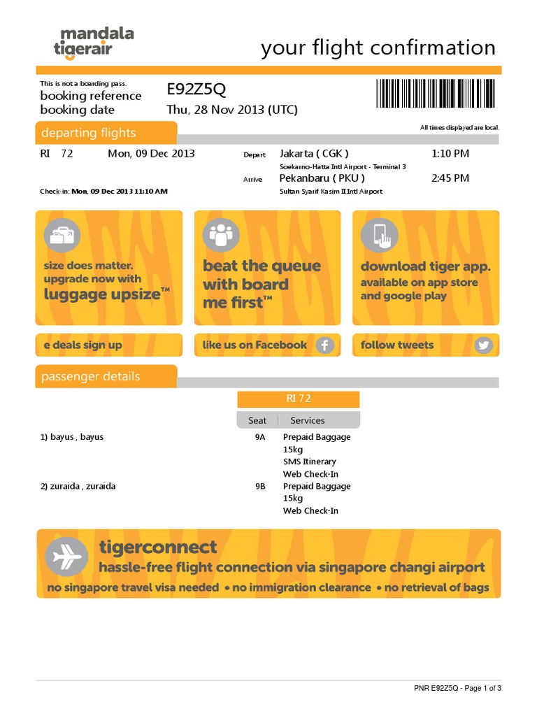 Your Flight Confirmation: Booking Reference Booking Date Thu, 28 Nov ...