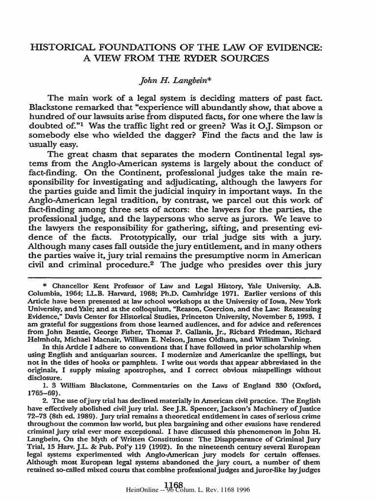 Historical Foundations of Evidence Law | PDF | Evidence (Law) | Evidence
