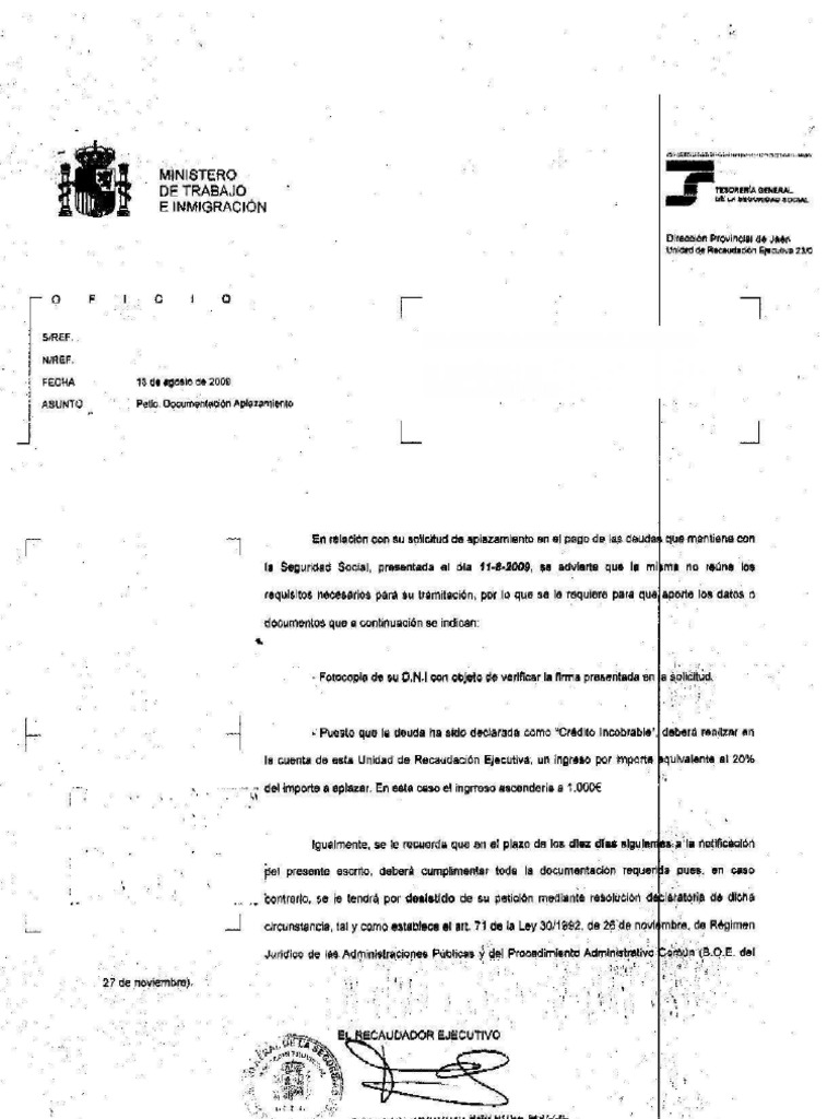Carta Tgss Solicitud Aplazamiento Pdf