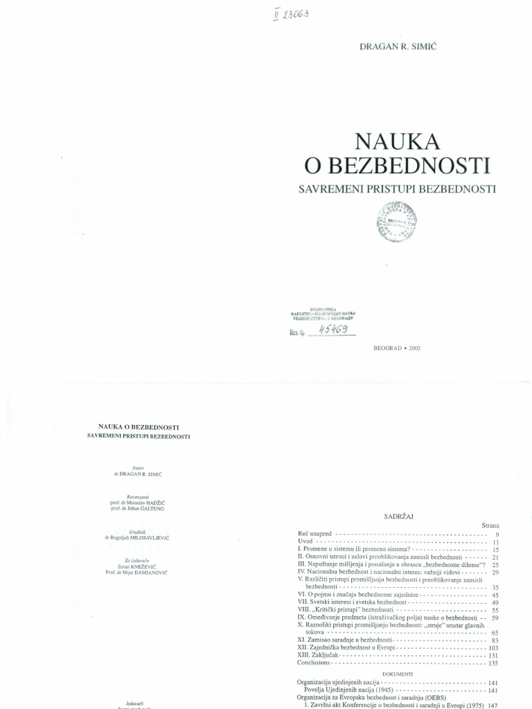Dragan R Simic Nauka o Bezbednosti Str. 1-82 | PDF