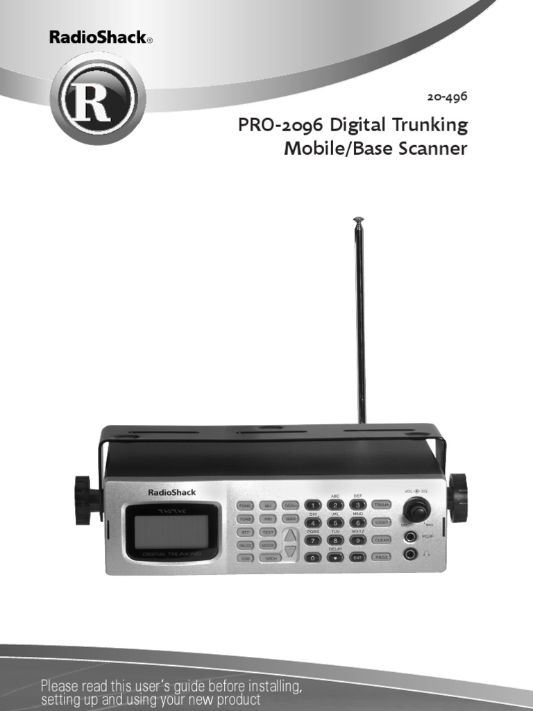 Radio Shack PRO-2096 (SKU 20-0496) Digital Trunking Mobile_Base Scanner Instruction  Manual | Electrical Connector | Ac Power Plugs And Sockets