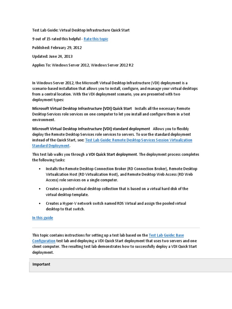Step by Step VDI Windows Server 2012 R2 | PDF | Desktop Virtualization ...