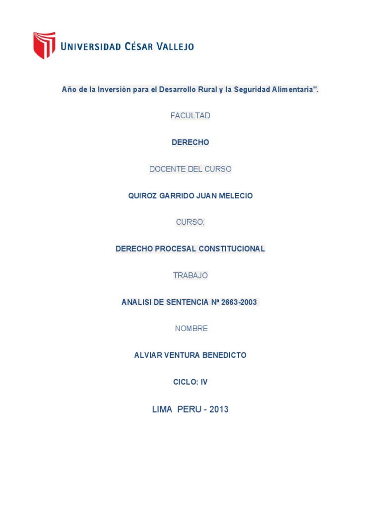 Analisis de Sentencia 2663 - 2003 | PDF | Caso de ley | Sentencia (ley)