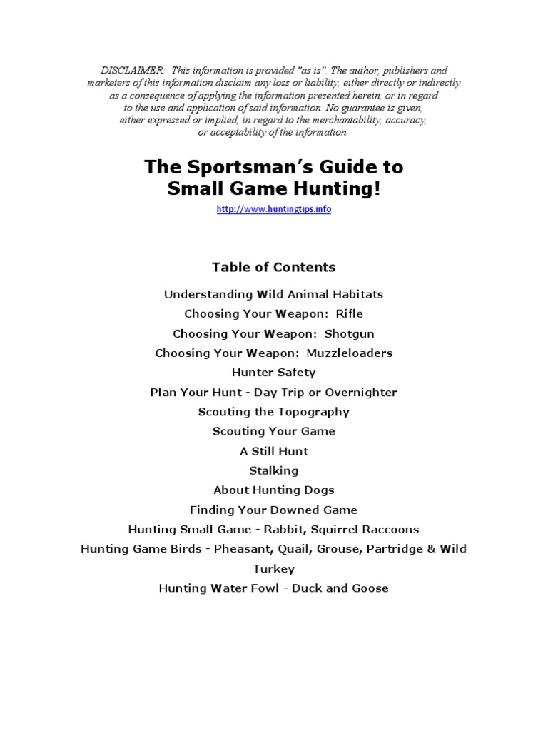 Hunting Small Game PDF Shotgun Hunting