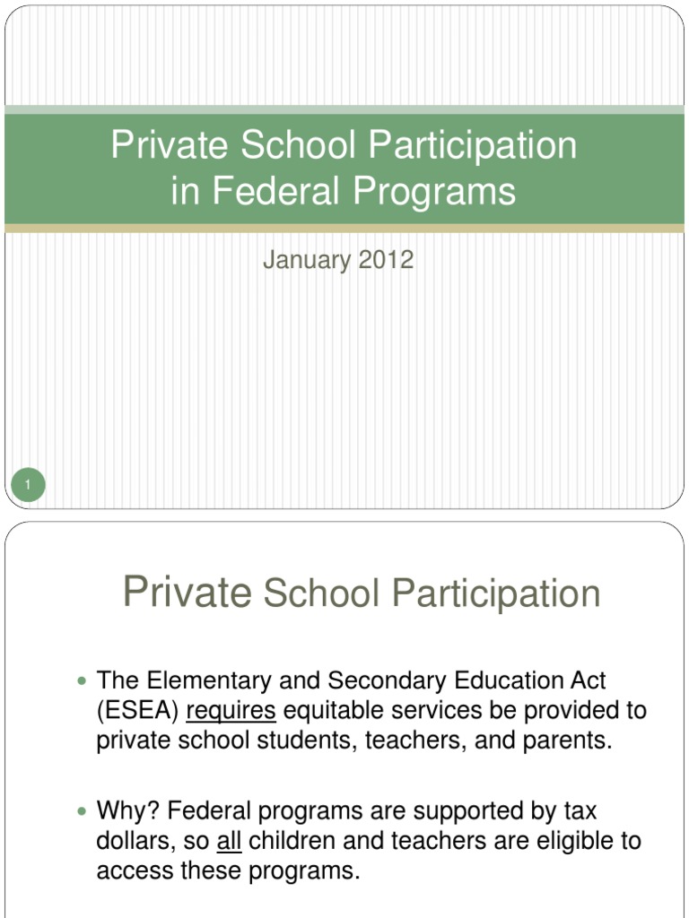 Private School Participation in Federal Programs | PDF