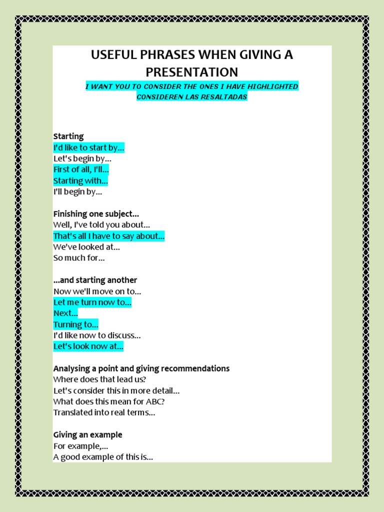 Essential Presentation Phrases | PDF | Self-Improvement