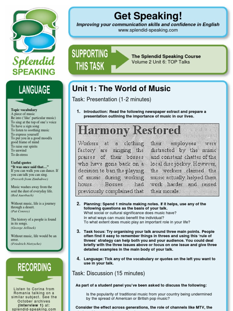 Enhance English Skills with Music | PDF | Singing | Human Communication
