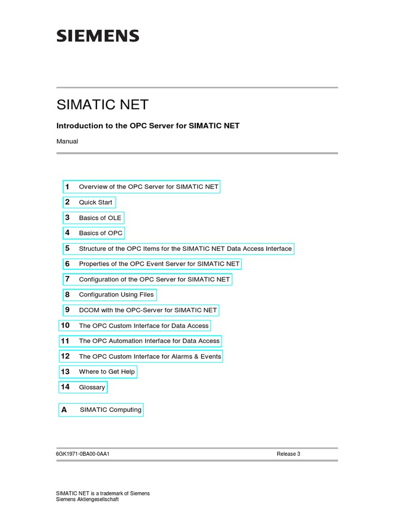 (Manual) Introduction To The OPC Server For SIMATIC NET | PDF