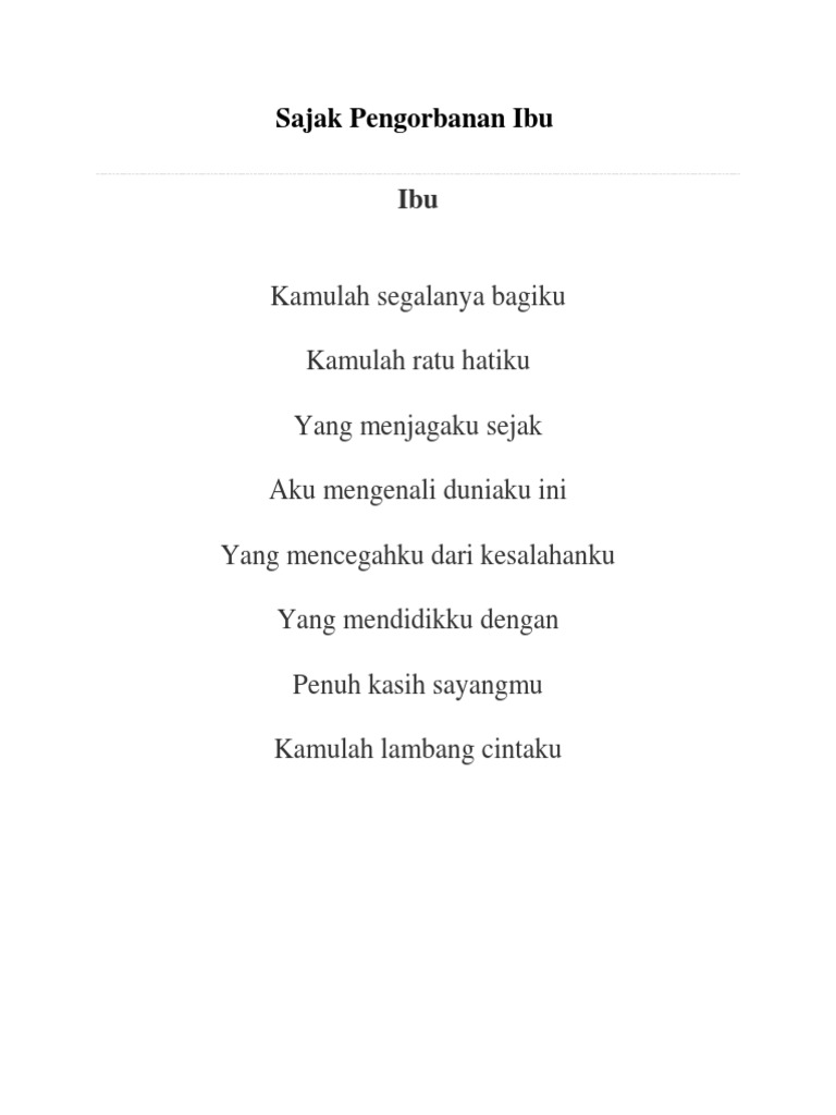 Sajak Pengorbanan Ibu | PDF | Puisi