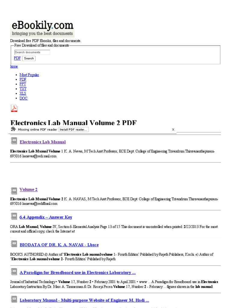 Electronics Lab Manual Volume 2 - Free PDF Downloads | PDF ...