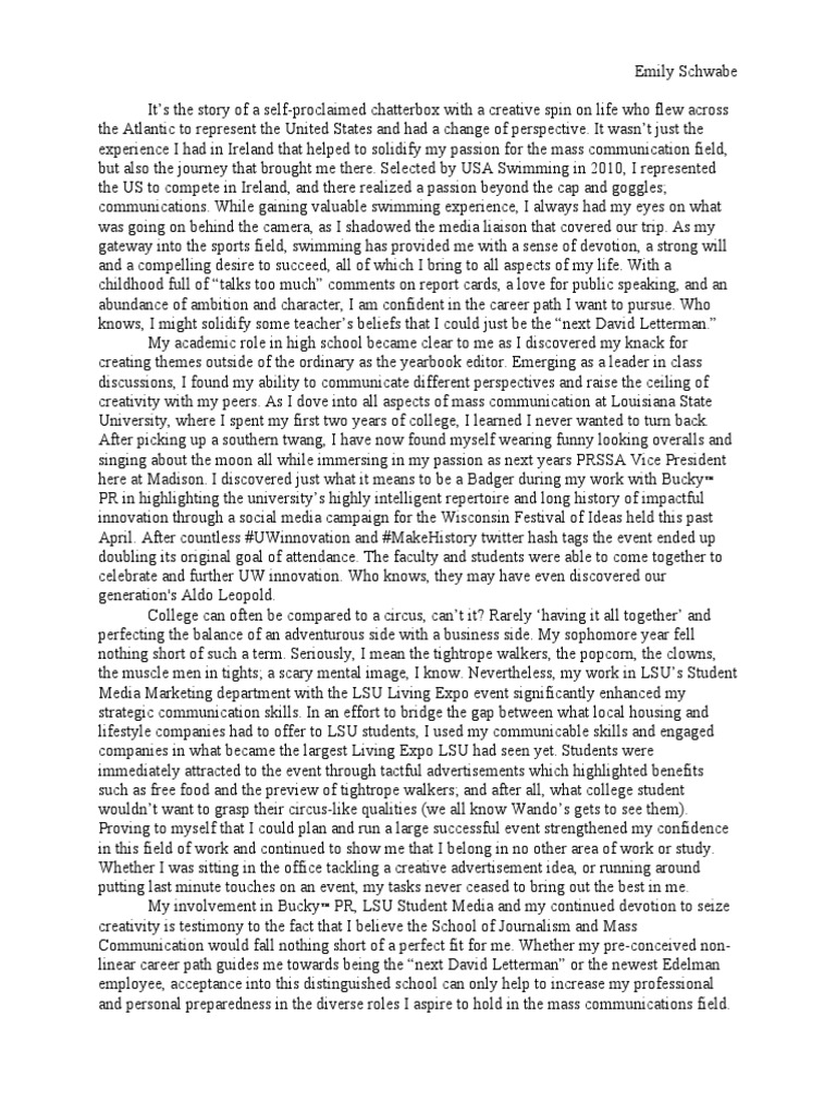 International journalism personal statement image