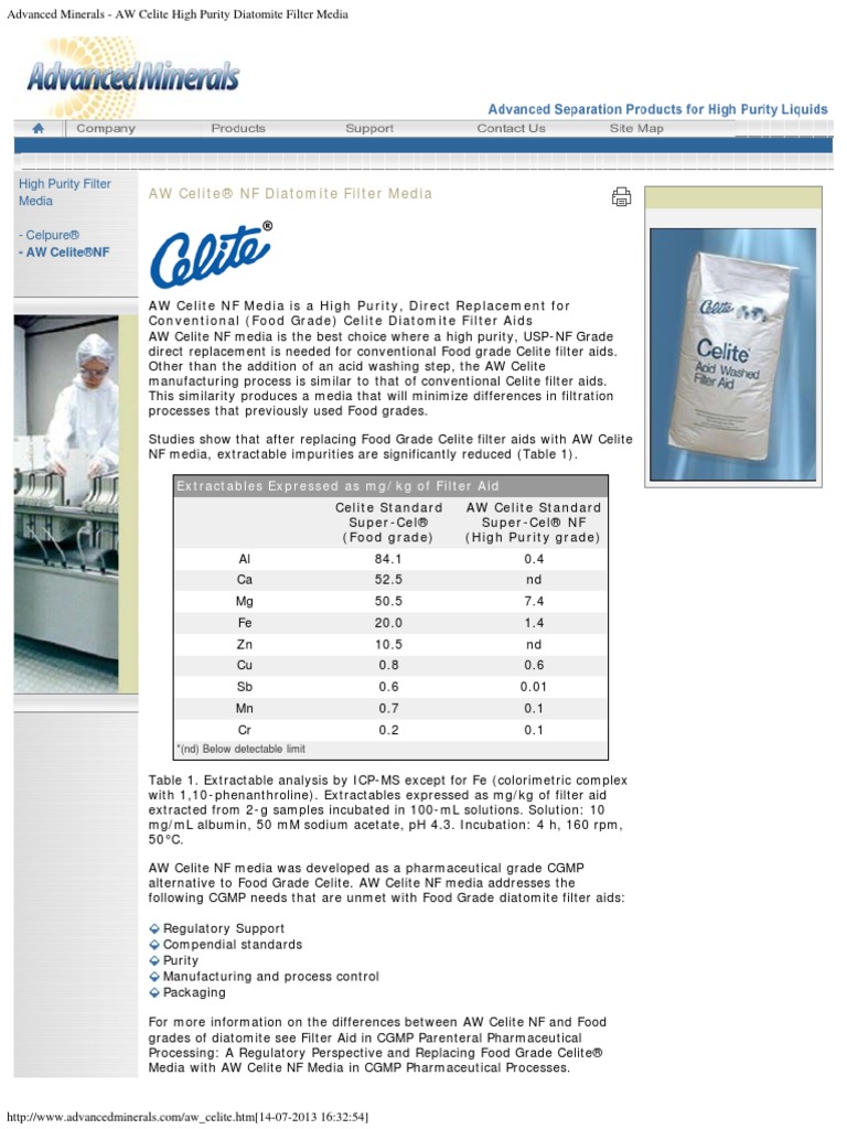Advanced Minerals AW Celite High Purity Diatomite Filter Media
