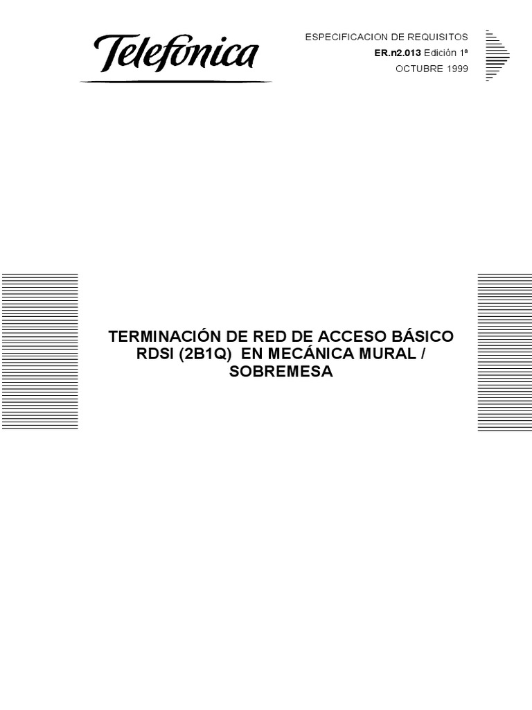 Especificación RDSI 2B1Q para TR1 | PDF | Red de computadoras ...