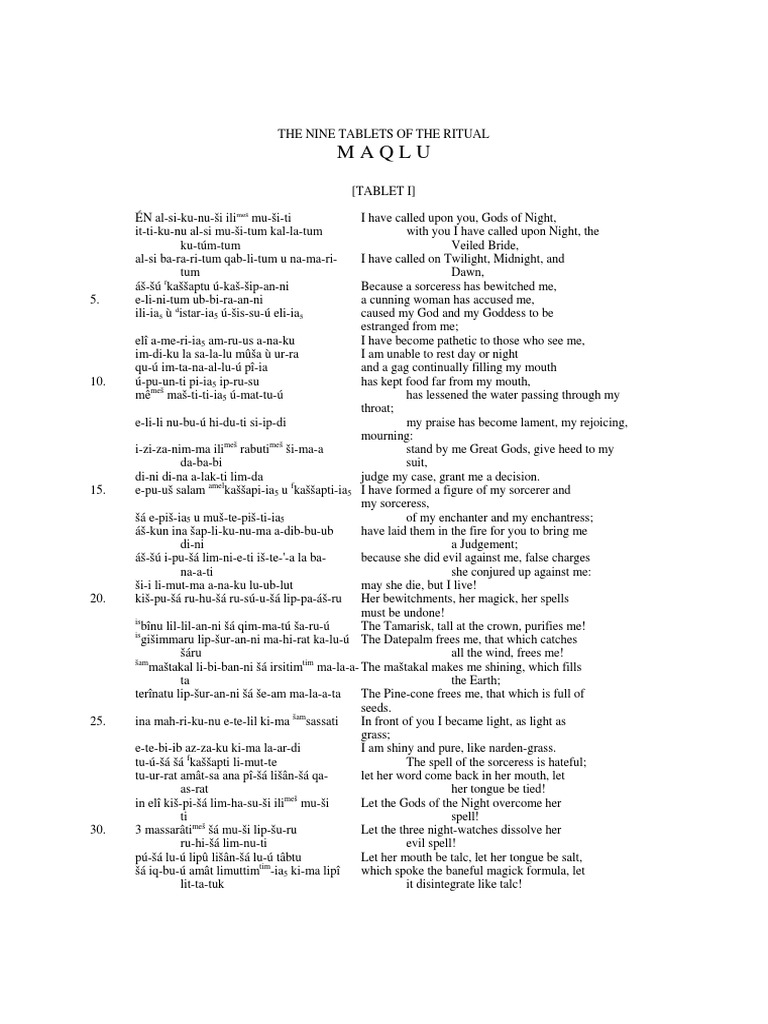 Maqlu Ritual: Nine Tablets Incantation | PDF | Witchcraft | Magician ...