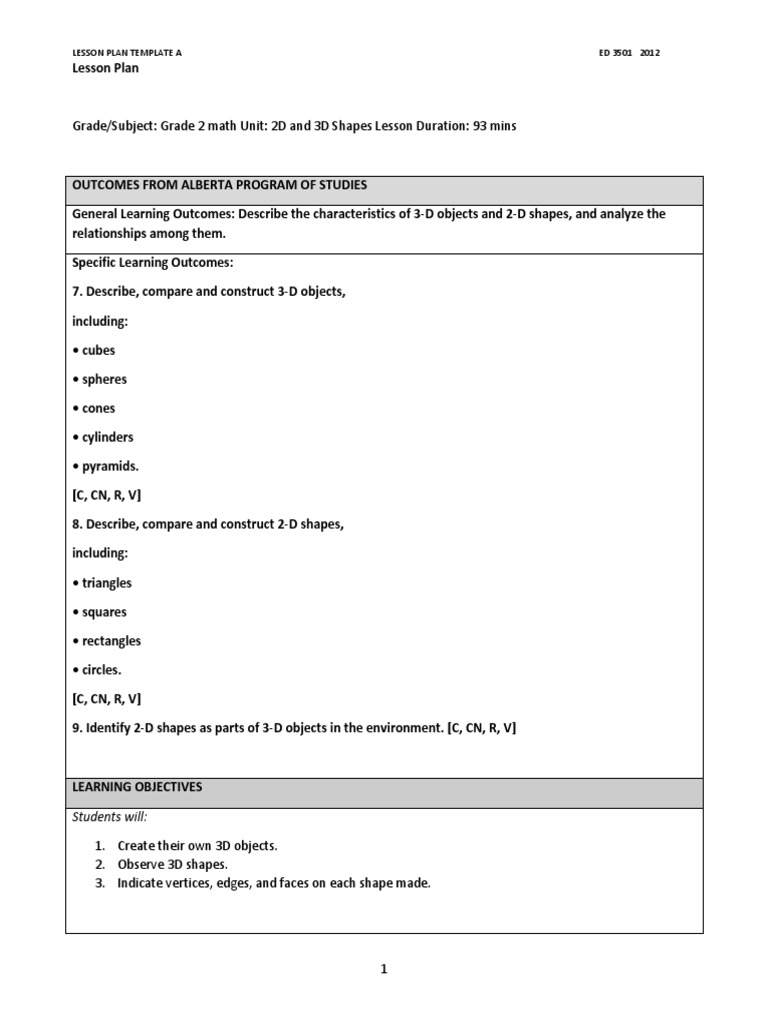Math Shapes Lesson 3 | PDF | Shape | Lesson Plan