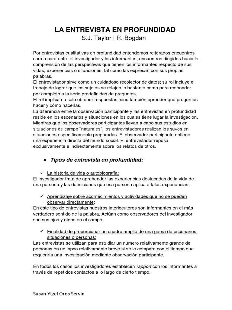 La Entrevista en Profundidad | Investigación cualitativa | Aprendizaje