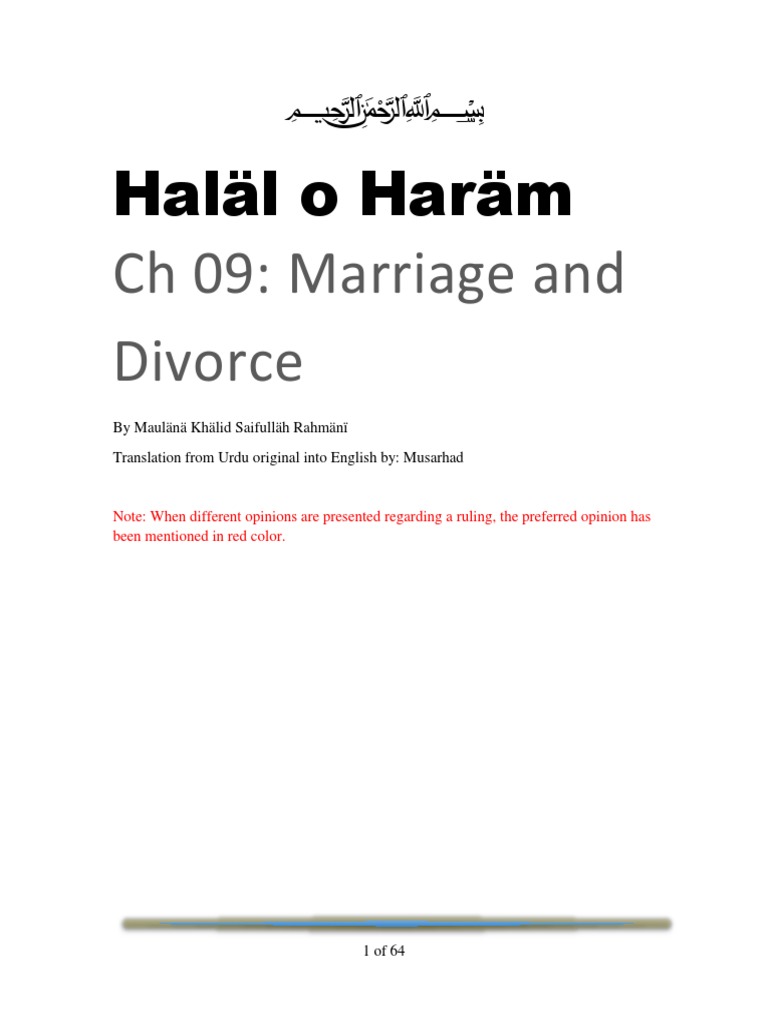 Halal o Haram Marriage and Divorce Wife Marriage