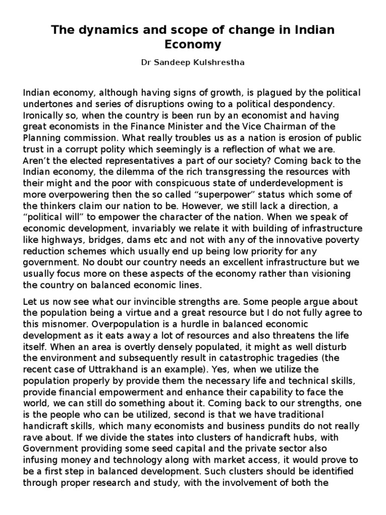 Dynamics of India's Economic Development | PDF | Economy Of India | Poverty