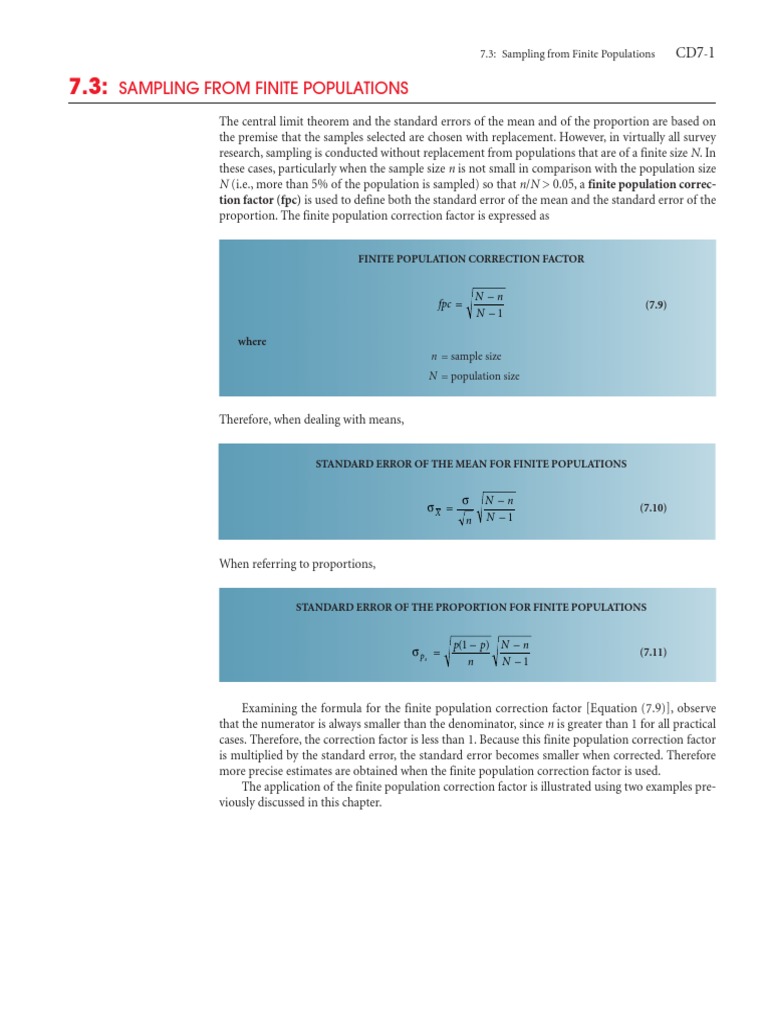 Correction Factor Standard Error Statistics