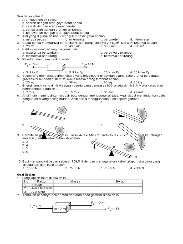 Contoh Soal Katrol Tetap Dan Jawabannya Berbagi Contoh Soal