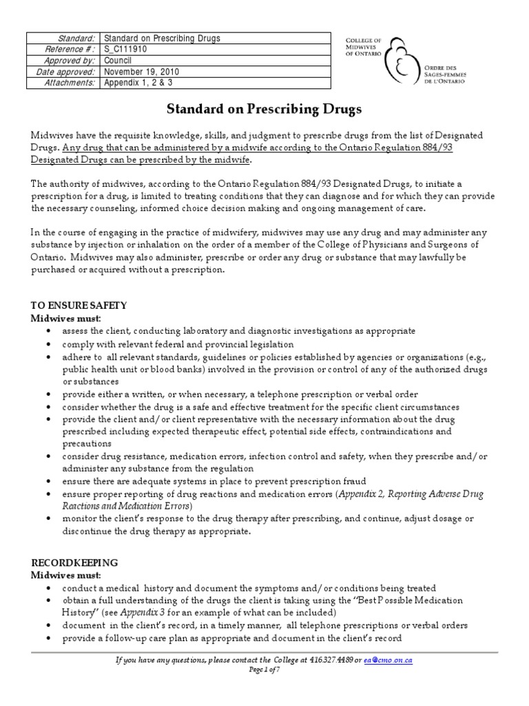 Midwives' Authority to Prescribe Drugs | PDF | Medical Prescription ...