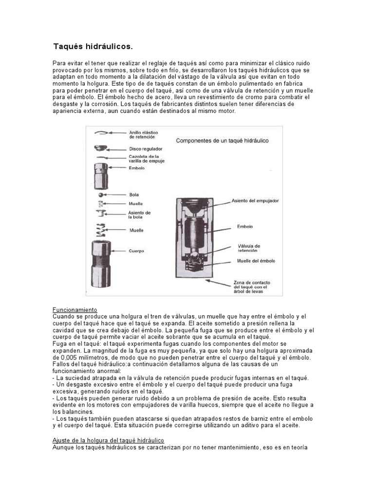 Funcionamiento y fallos de taqués hidráulicos | PDF | Acelerador ...