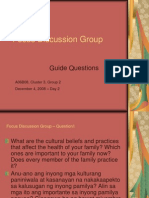 Focus Discussion Group: Guide Questions