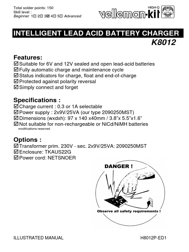 Battery Charger Manual K8012 PDF Battery Charger Battery